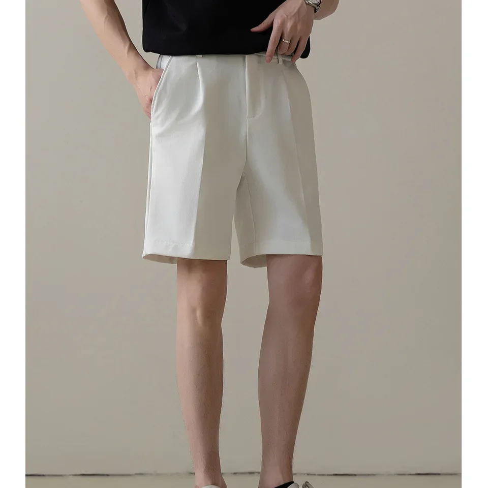 

Suit Shorts Men's Summer New Light And Mature Style Korean Version Casual Non-ironing Straight Slim Five-point Pants