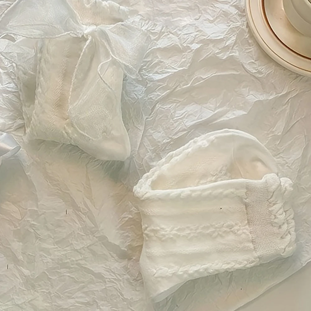 5/15 paia di calzini Lolita calzini di pizzo con fiocco bianco tubo centrale calzini da principessa stile college giapponese dolce streetwear calze