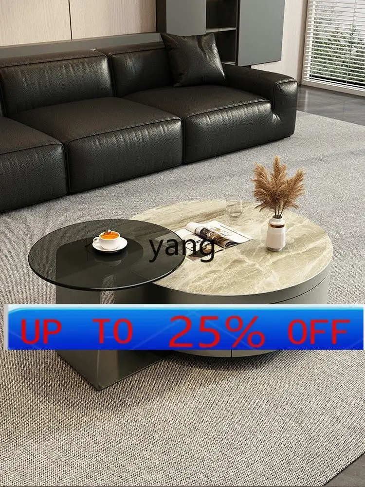 

LMM modern simple rock slab coffee table living room drawer small apartment Italian light luxury home