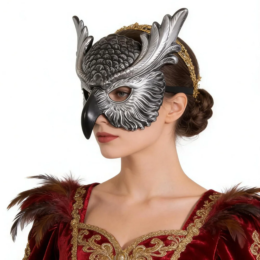 Animal Owl Half Face Mask Cosplay Bird Beak Eagle Masks Carnival Dress Up Purim Halloween Party Costume Props High Quality 6