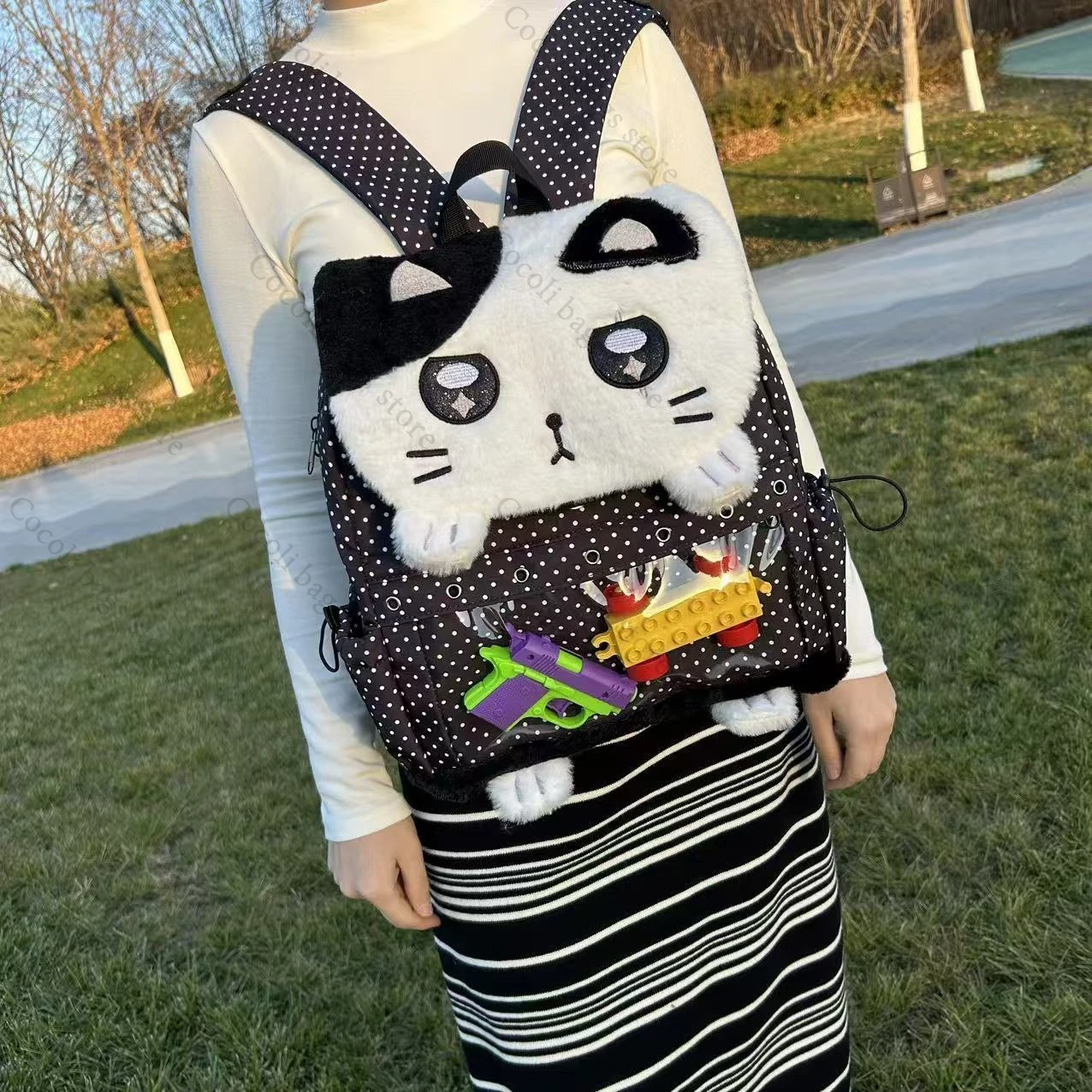 Plush Kitty Backpack Embroidery Decor Ita Bag Kawaii Itabag Backpack for Women Large Capacity Women's Bag Women Backpack