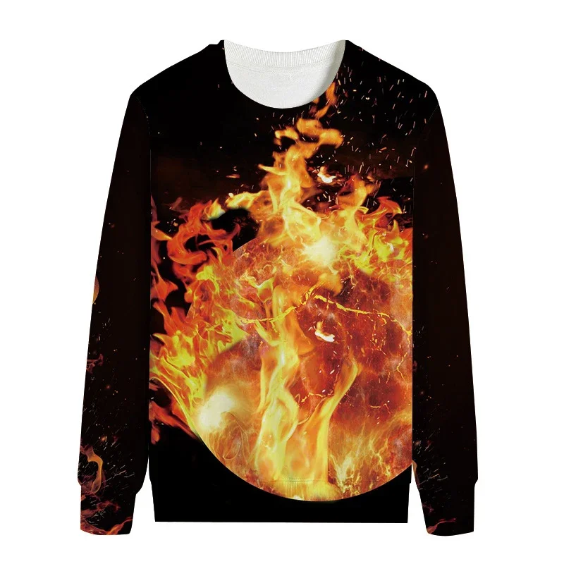 Fire Pattern 3d Printed Sweatshirts for Men and Women Pullovers Harajuku Unisex Tops