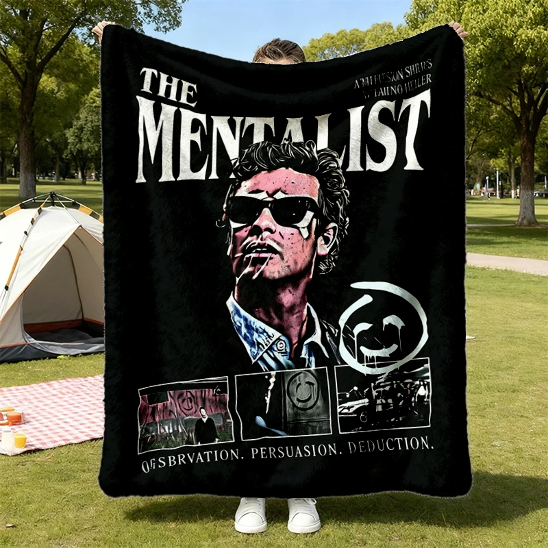 The Mentalist Flannel Throw, Patrick Jane Cozy Blanket, Retro TV Show Poster Warm Blanket, Bruno Heller