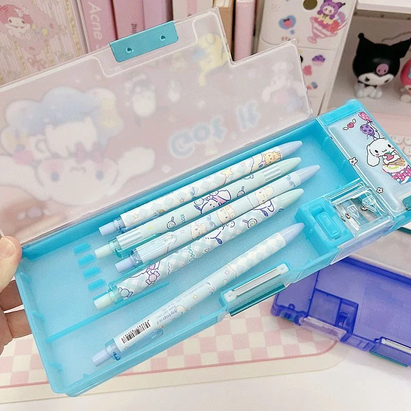 Sanrio Kawaii Cinnamoroll Stationery Box Kuromi My Melody Cartoon Cute Large Capacity Multi-functional Anime Pencil Case Gift