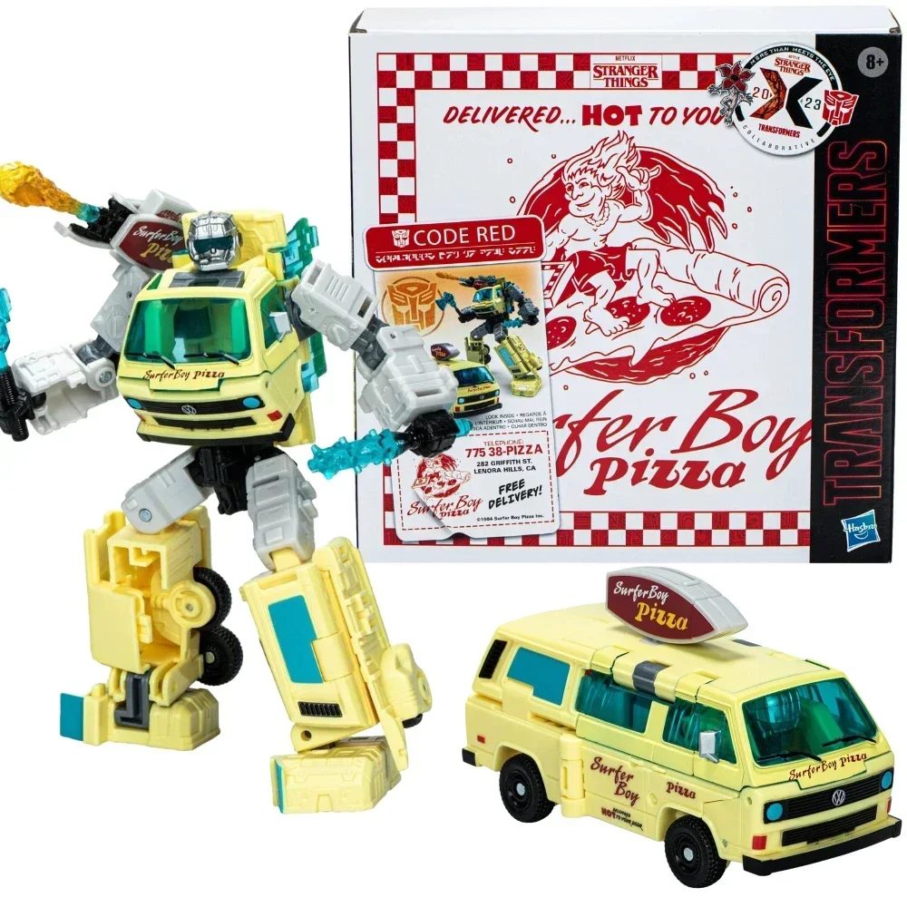 Takara Tomy Hasbro Transformers Stranger Things Collaboratieve Code Red Surfer Boy Pizza Box Actiefiguren Ornamenten Figuur