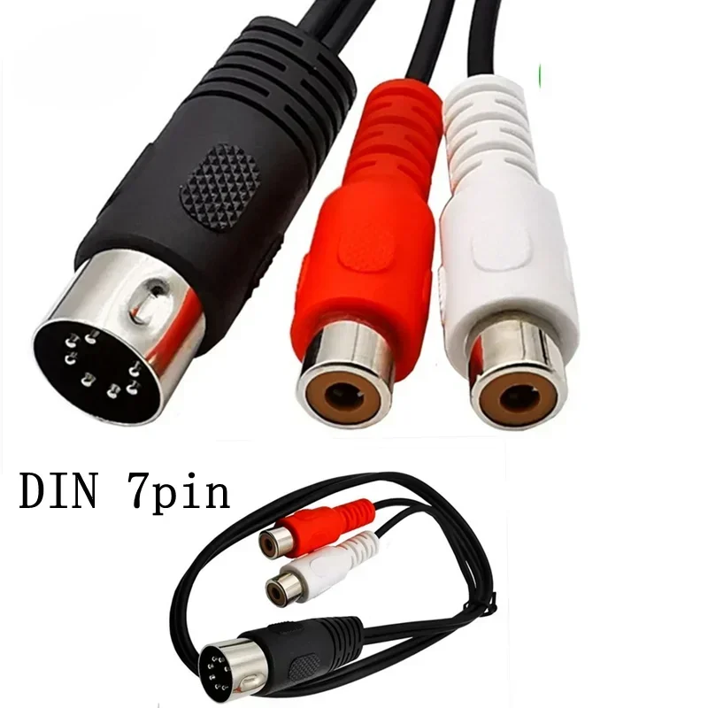 7Pin DIN Male MIDI To 2 Dual RCA Female Plug Audio Cable Cord for Naim Quad Bang & Olufsen Stereo Systems 0.5m 1m 1.5m Cable