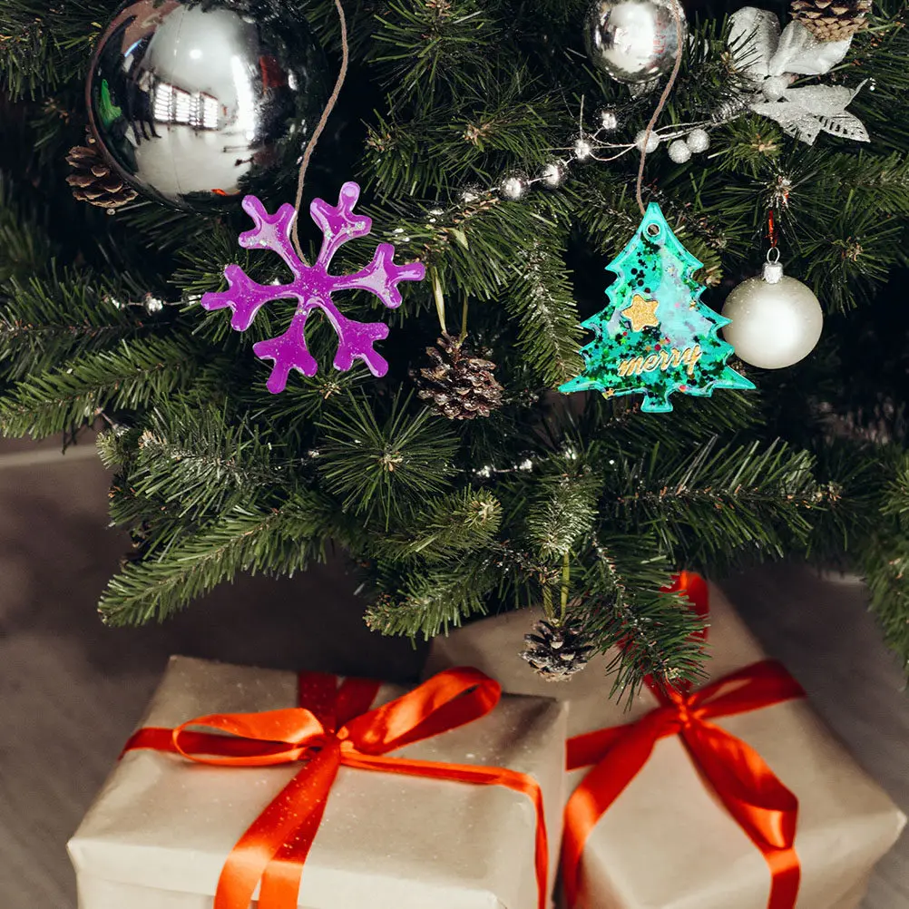 5Pcs Christmas Tree Pendant Mold Silicone Durable DIY Hanging Ornament Making Molds Non-Stick Easy Clean Xmas Pendant Mold view 4