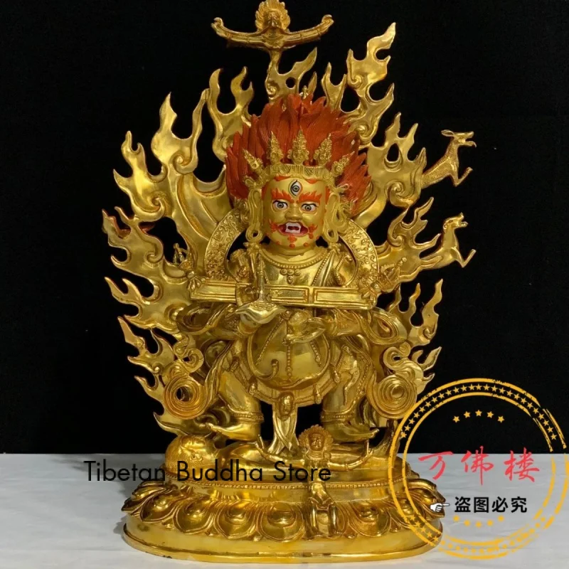 42cm Two Arms Mahakala Pure Copper Seiko Gilding Home Ornaments