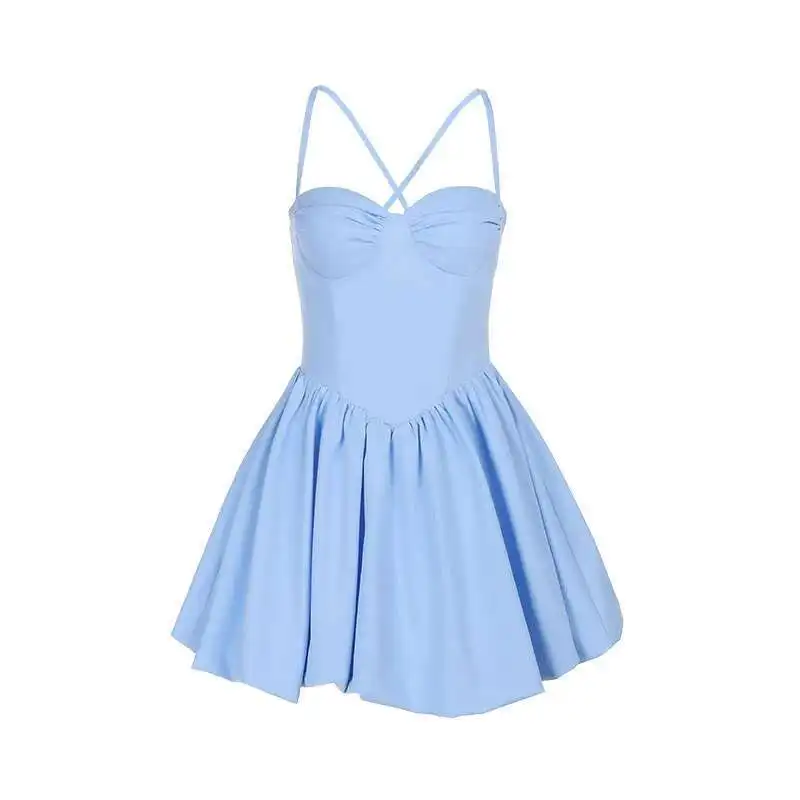 Yj25048dgo Strapless Dress Summer New Collection Waist Cinching Fashionable Sexy Suspender Dress for Women Vestido Women Elegant
