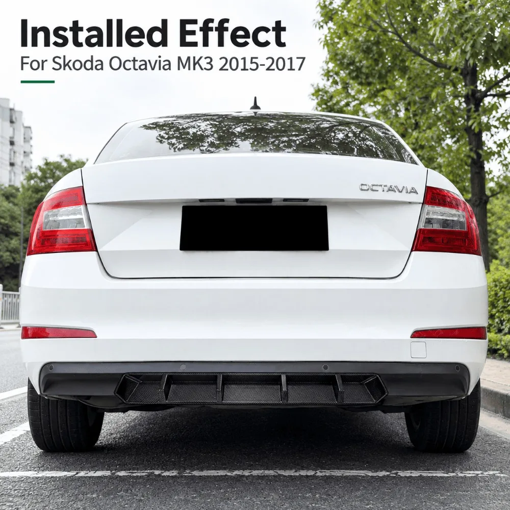 Rear Bumper Diffuser For Skoda Octavia MK3 2015-2017 Rear Lip Spoiler Body Kit Exterior Styling Auto Accessories Car Tuning Part view 2