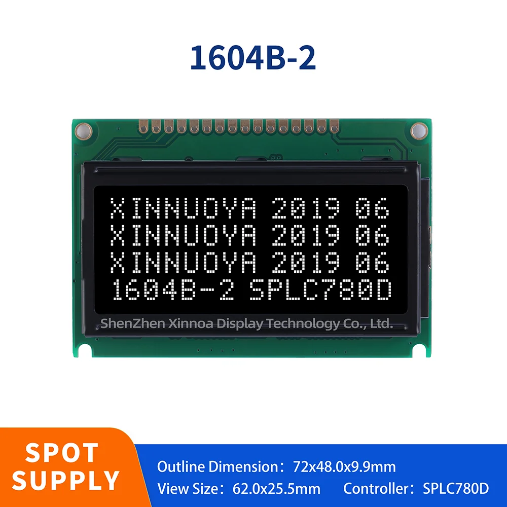1604B-2 BTN Black Film Supports Global Multilingual Font Library With Optional 4-Line Character Screen Controller Splc780D