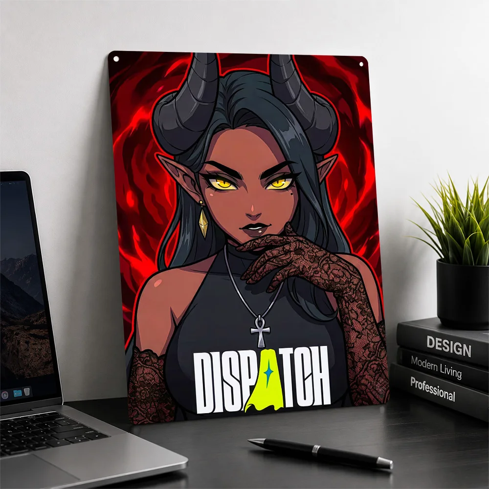 Demon Girl With Dispatch Logo Metal Poster Perfect Gift for Fans Lovers Customized Wall Art Metal Sign for Bedroom Stuff Decor