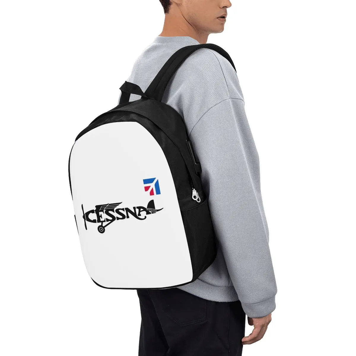 Cessna Logo Backpack Travel Notebook Bag Computer College Student School Bag Laptop Shoulder Bags for Men Women