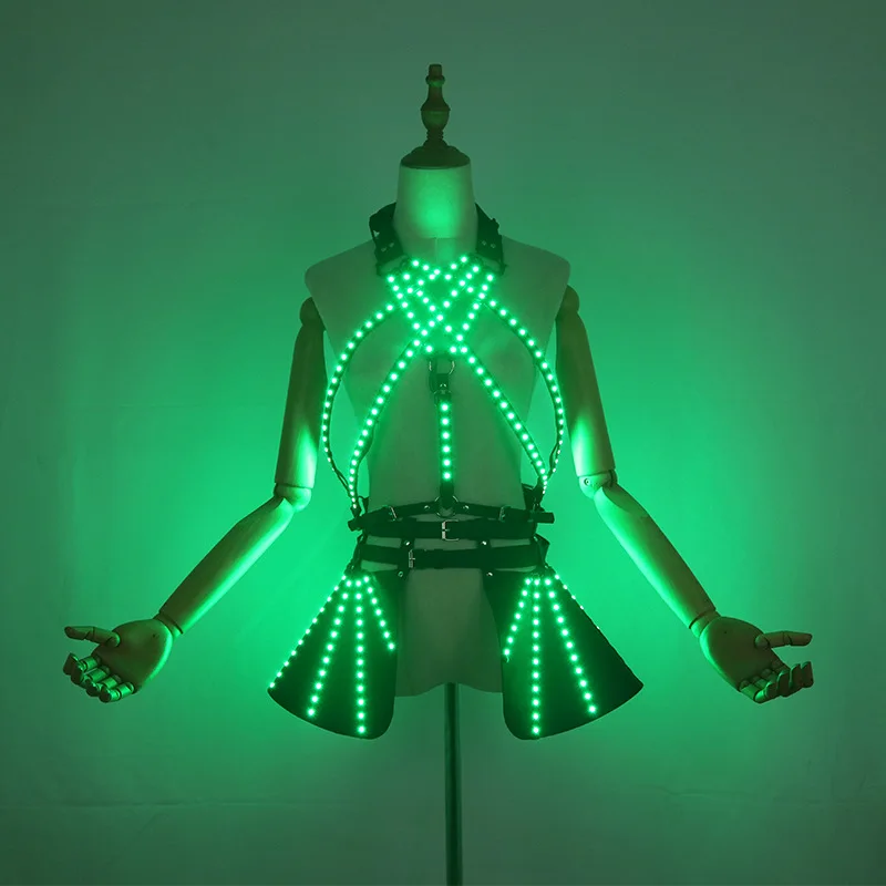 Discothèque PUNK LED jupe lumineuse ensemble débardeur femmes fête Rave tenue Gogo danseur scène Performance porter 2025