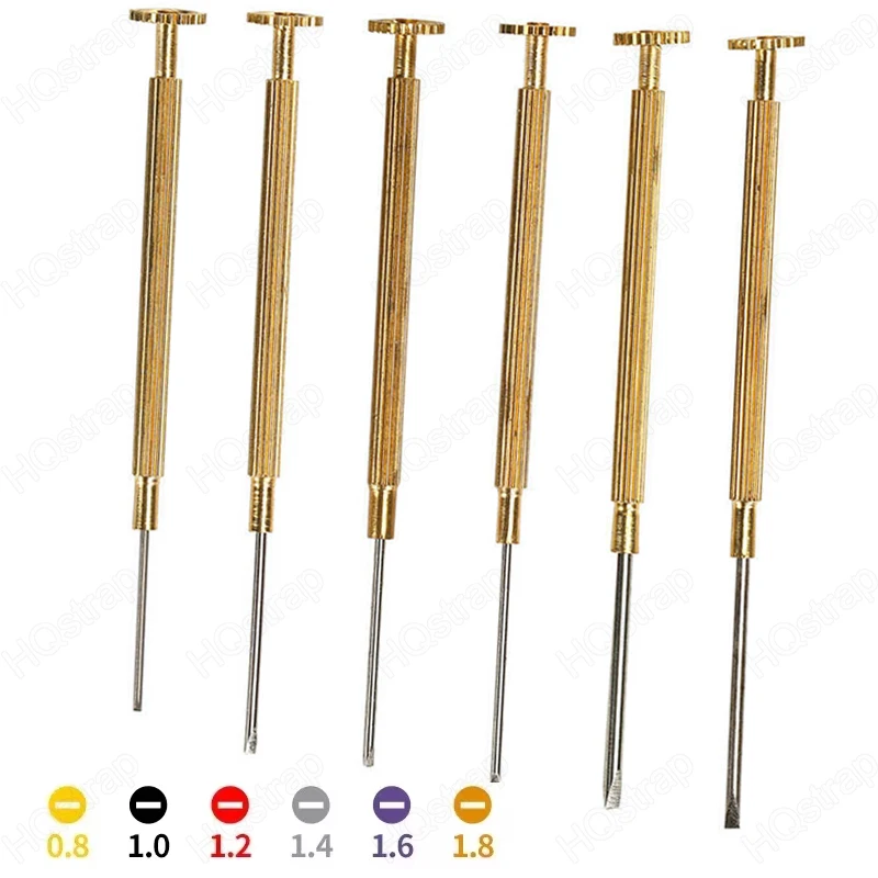 

6 шт. отвертки небольшого размера 0,8 мм 1,0 мм 1,2 мм 1,6 мм 1,8 мм инструменты для ремонта часов для часовщика с плоским лезвием в ассортименте шлицевой инструмент