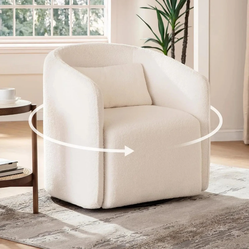 H1 Boucle Swivel Chair 82L Hidden Storage 360° Barrel Living Room Bedroom Comfy Cloud Armchair Sofa Customized