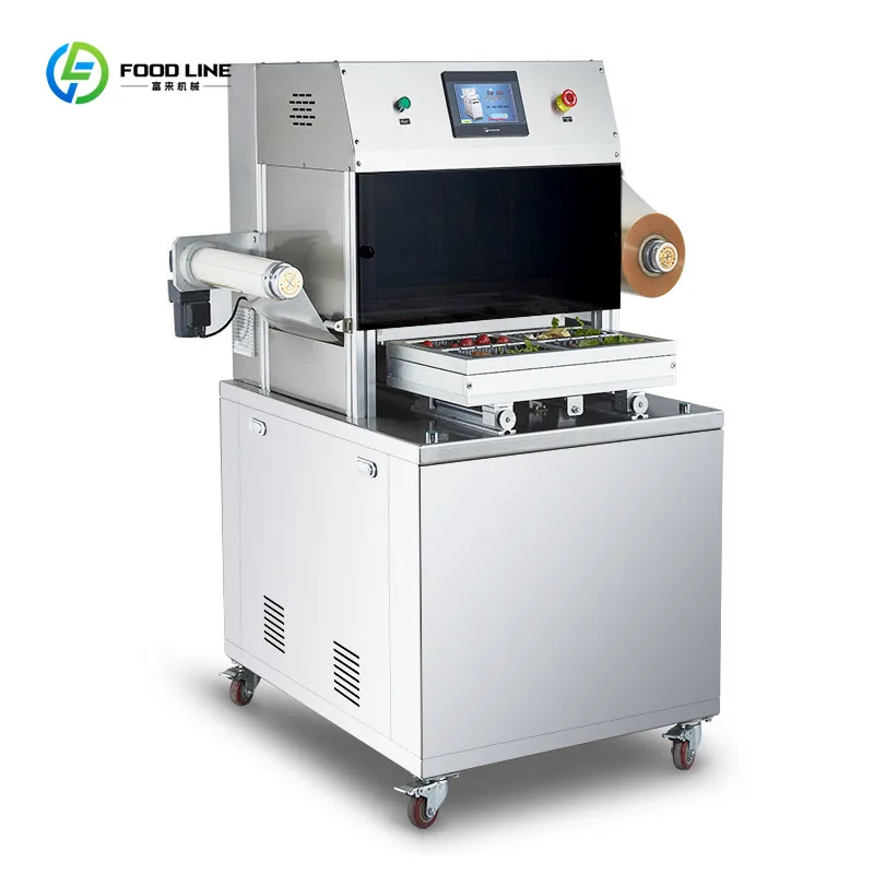 Modified Atmosphere Tabletop Vacuum Tray Sealer for Fish Skin Pack and Cooked Food Packaging Custom