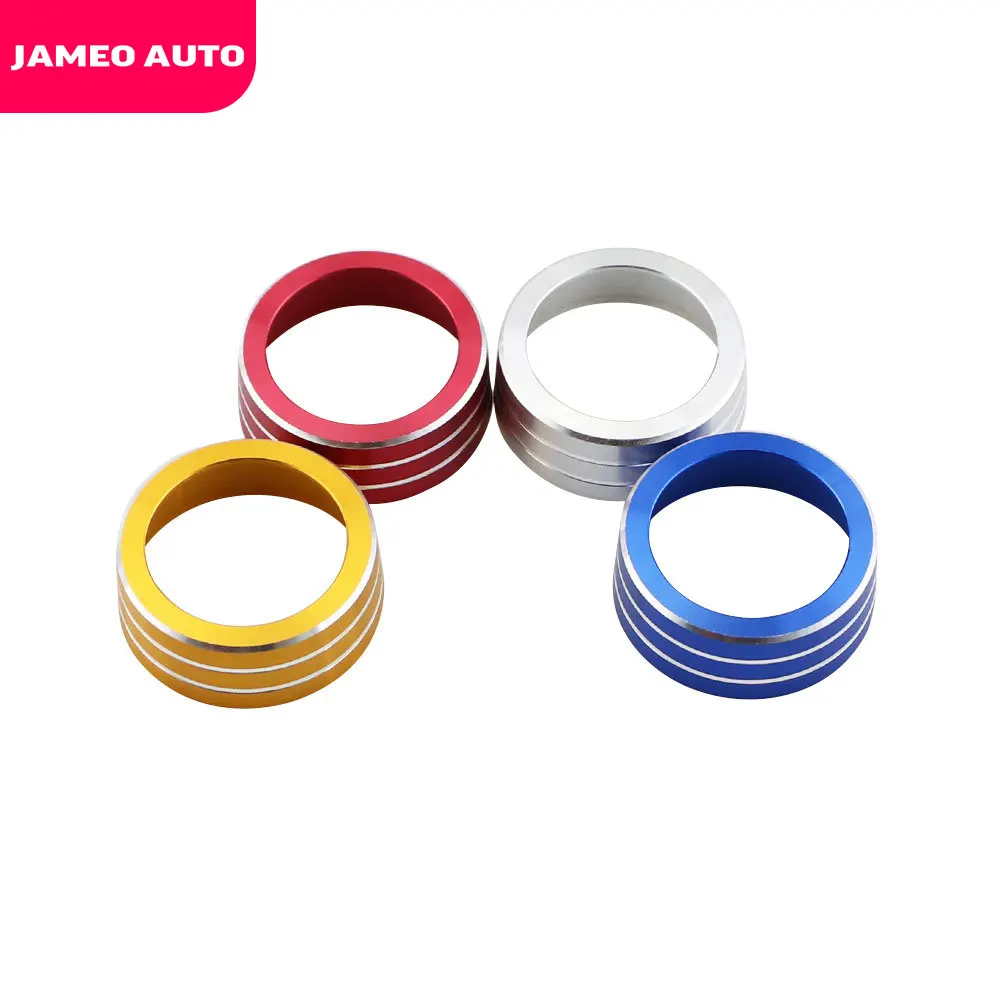 Jameo Auto 2Pcs/Set Aluminum Alloy Circle for Ford Focus 3 MK3 2014 - 2017 Air Conditioning Knob AC Knobs Cover Circle Trim