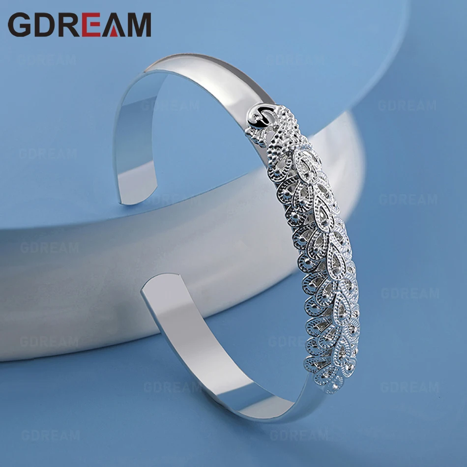 

GDREAM 925 Sterling Silver Adjustable Peacock Bracelet For Women, Exquisite And Cute Wedding Party Jewelry
