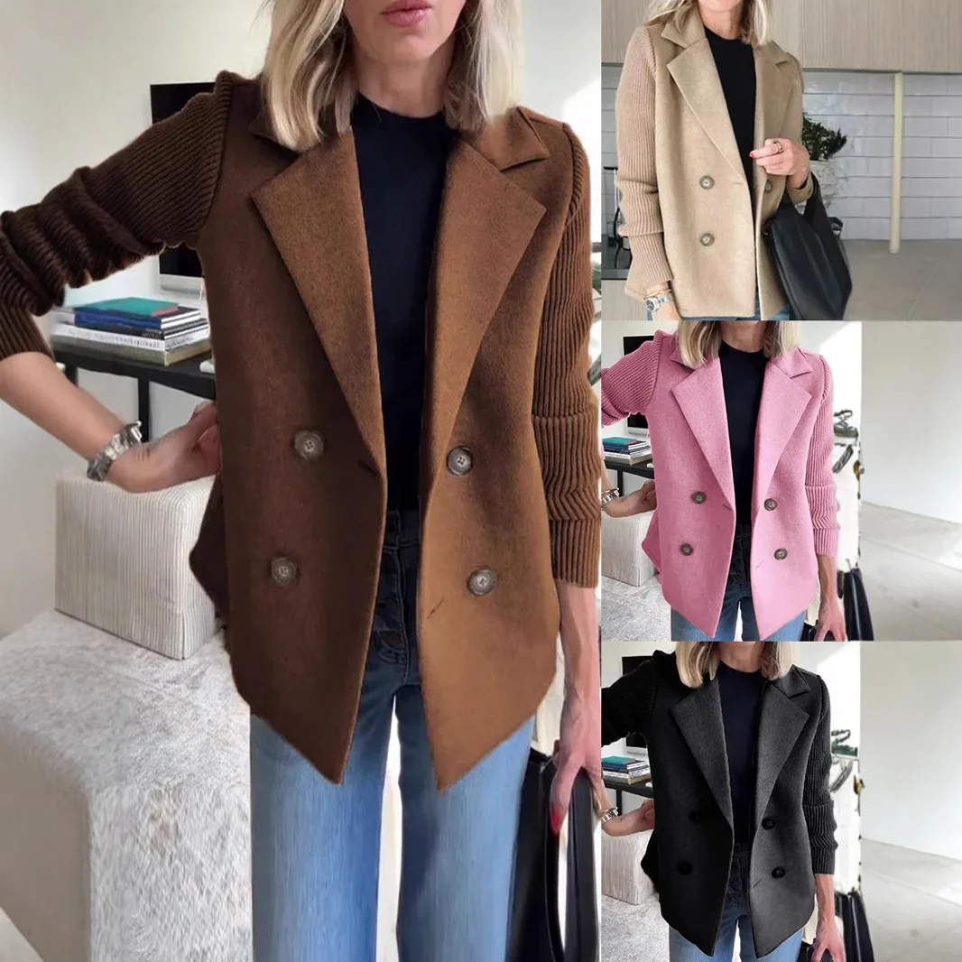 

Sophisticated Coat Premium Textured Patchwork Coat Contemporary Tweed Womenswear Jacket Western Business Casualwear Coat
