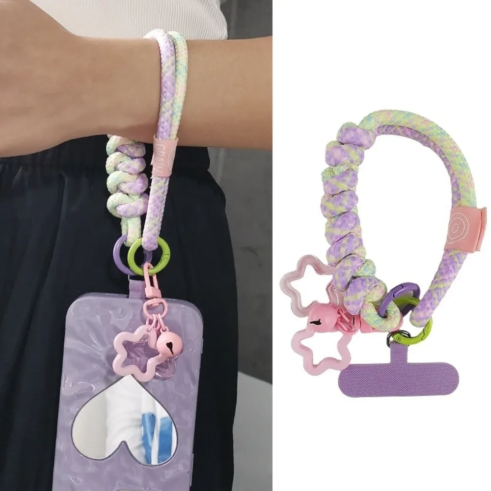 Star Keychain Woven Phone Strap Detachable Braid Mobile Phone Lanyard Short Colorful Mobile Phone Charm Lanyard Patch