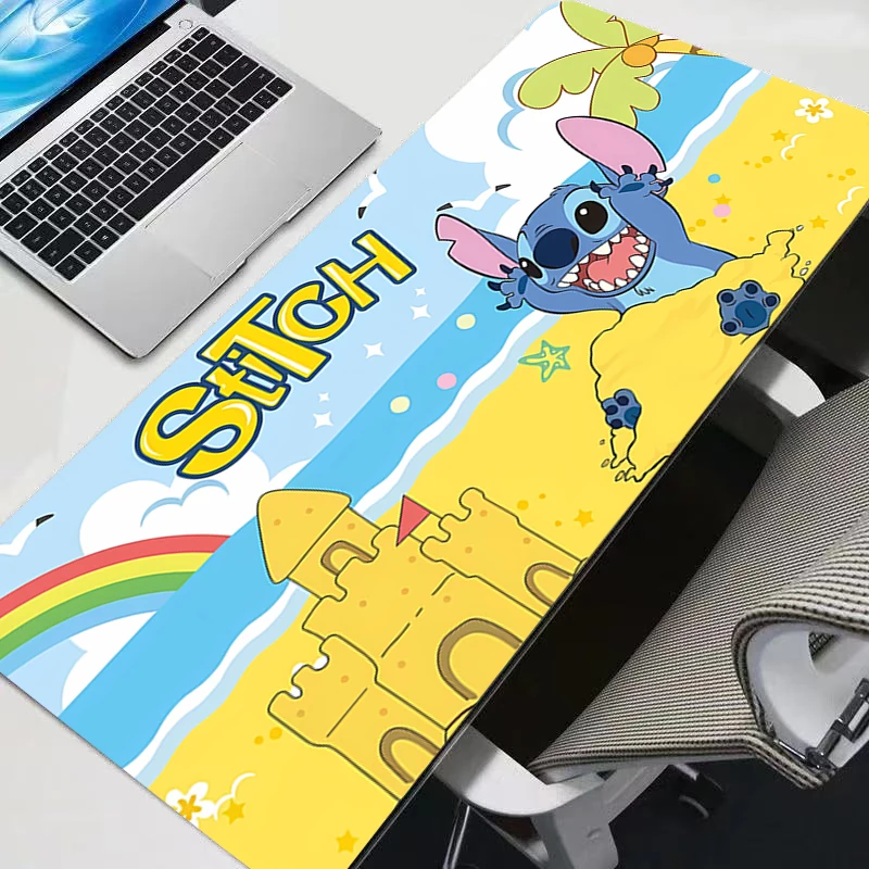 마우스 패드 애니메이션 카와이 키보드 게임 액세서리 귀여운 소녀 Gabinete 게이머 컴퓨터 책상 매트 미끄럼 방지 고무 S-스티치 마우스 패드