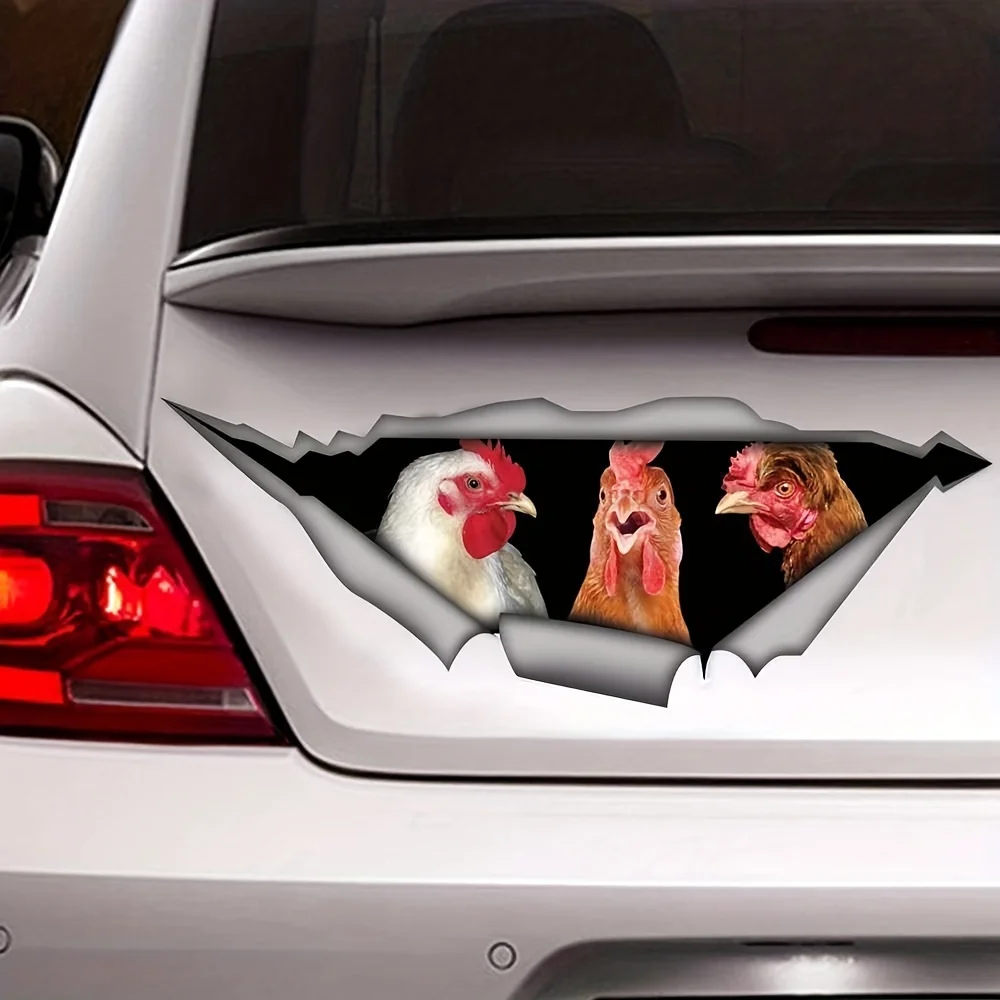 1pc Humorous Chicken Vinyl Sticker Waterproof Multi-Purpose Decal for Car Window Wall Refrigerator