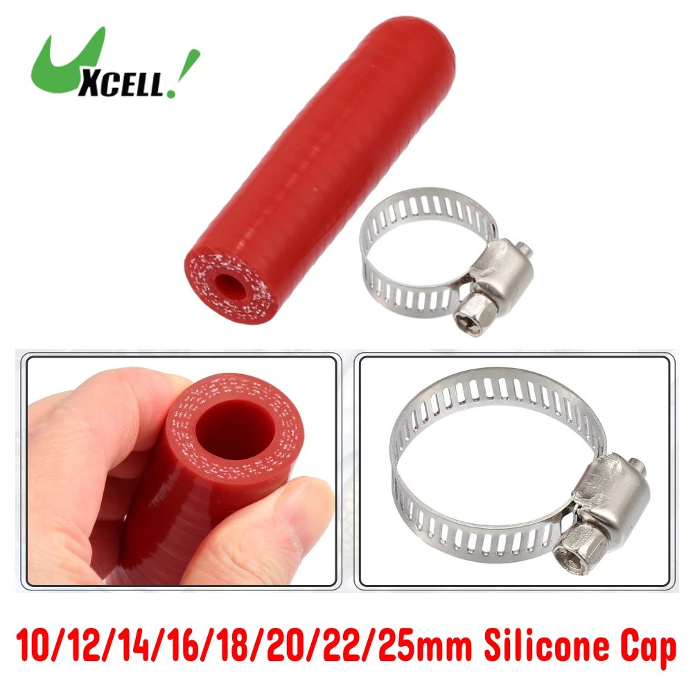 

UXCELL Car Silicone Coolant Cap with Clamp for Bypass Heater Vacuum Water Port Protective End Cap 5mm Universal cooling hose cap