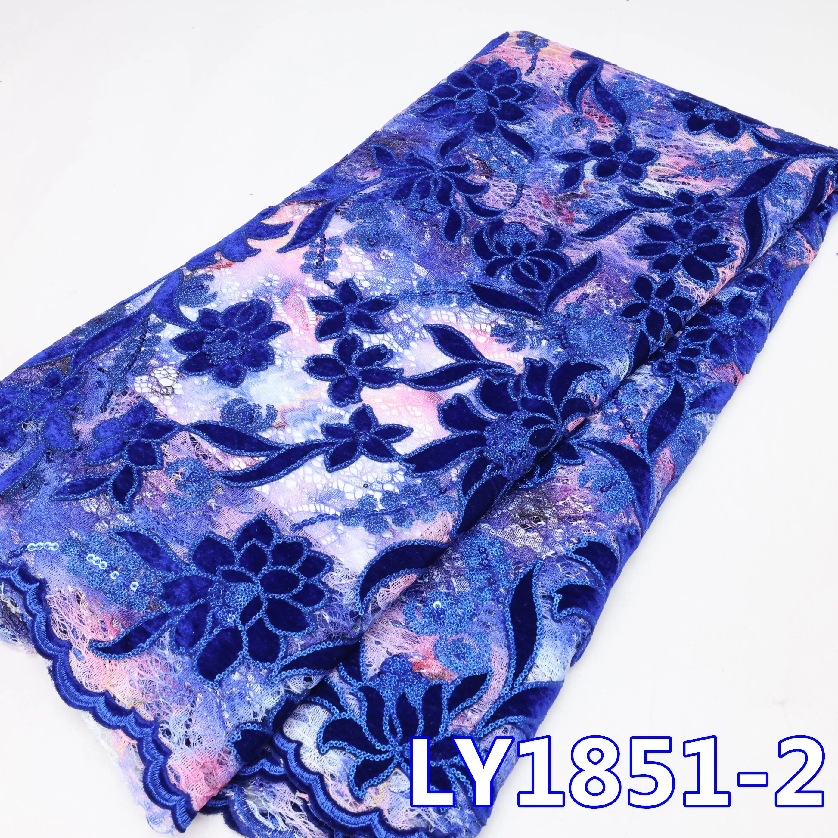 

Royal blue Lace Fabric Nigerian Fabric 5 yrds African Velvet Lace Fabric Fashion Nigerian Lace Fabric 2025 High Quality Dress