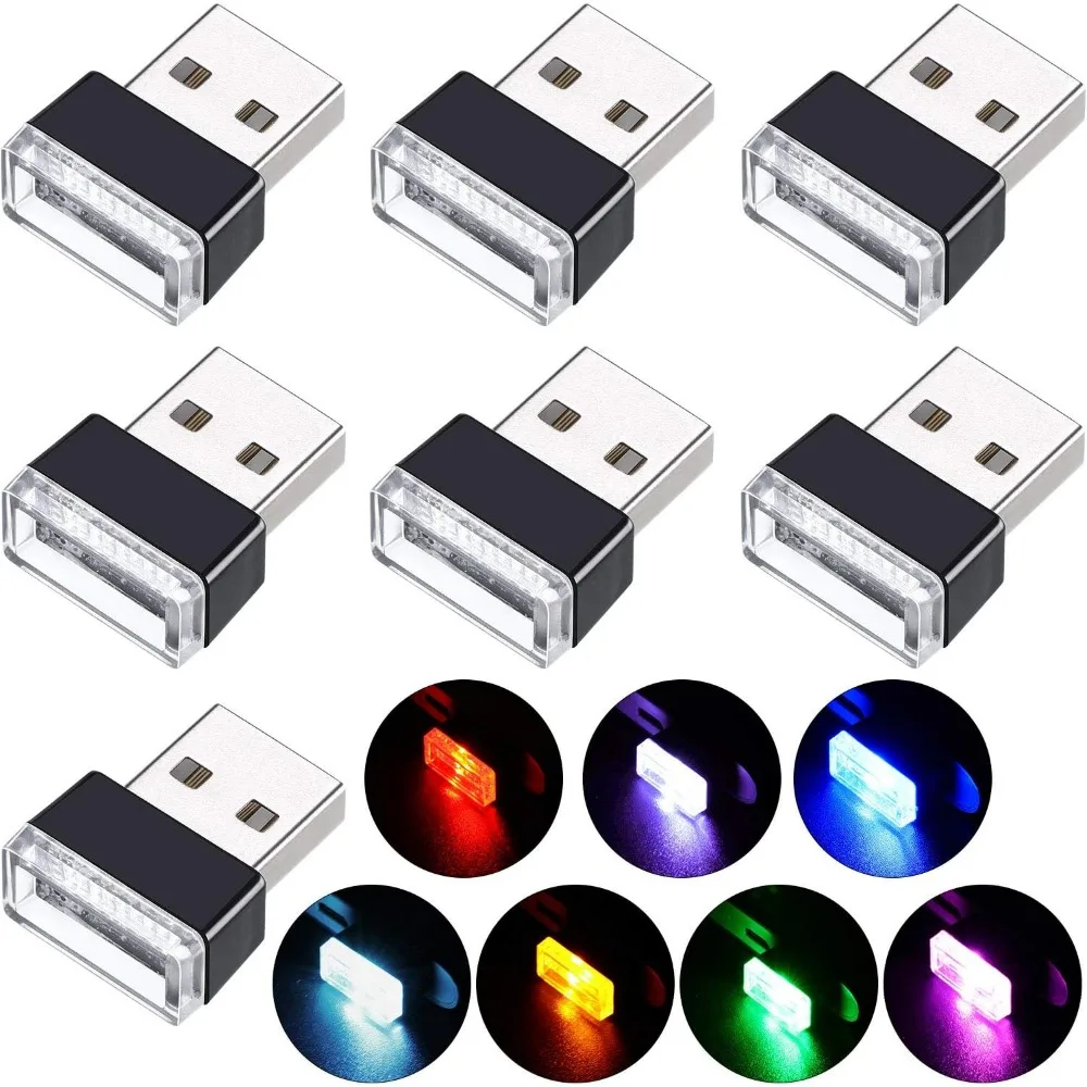 

7 pieces mini usb led light car interior lights usb led atmosphere lamp light plug-in 5v universal usb light interior ambient li