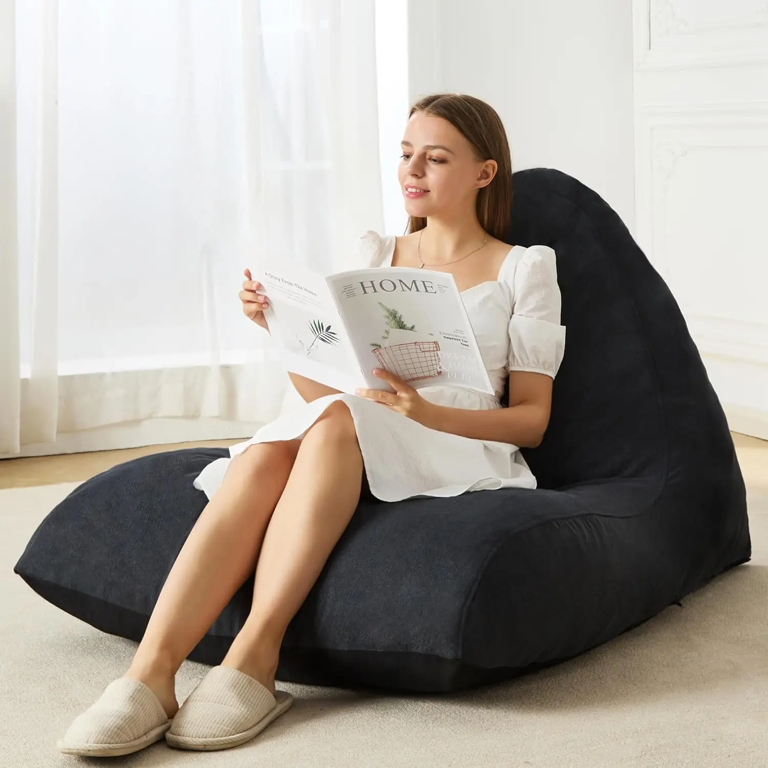 

Bean Bag Chair Sofa Memory Foam Pre-Filled Bean Bag Chairs Stuffed Beanbag Sofa Lazy Bean Bag Sofa for Adults