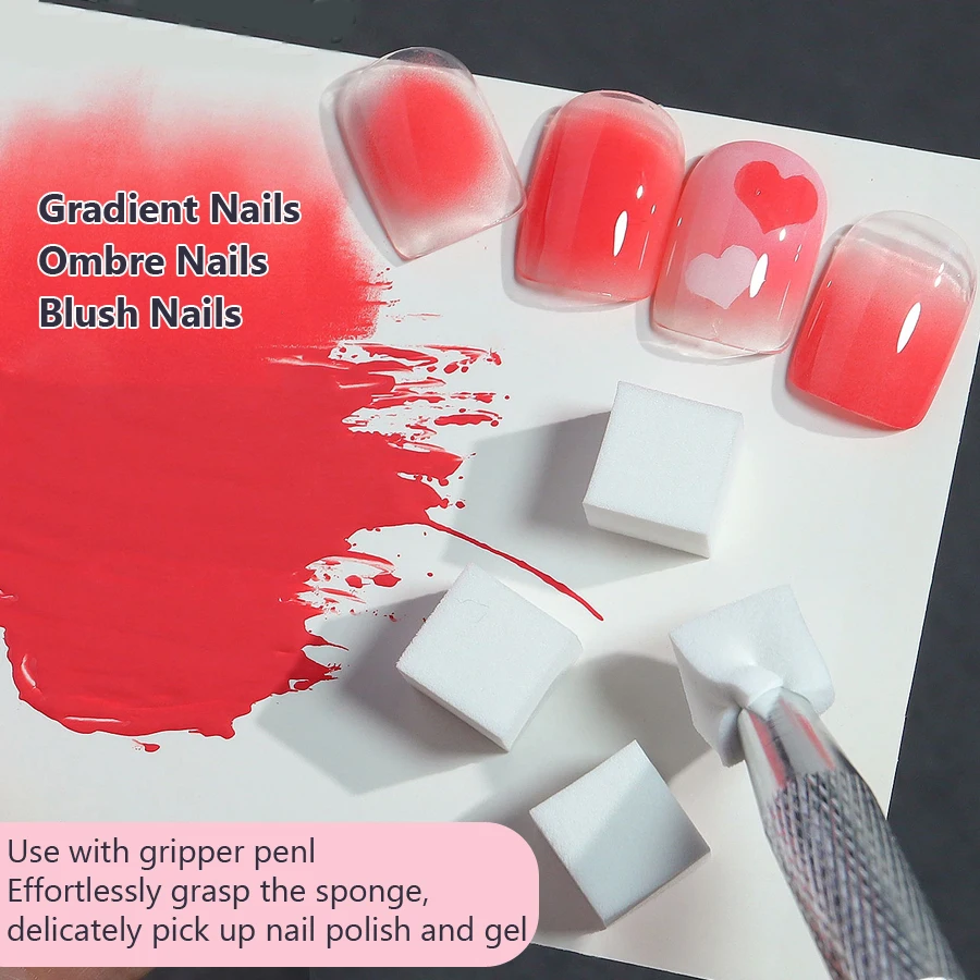 50-teiliges weiches Schwamm-Nagelkunst-Rouge-Applikator-Set mit Farbverlaufs-Mischgreifer-Werkzeug, Nagelstempel für professionelle Maniküre – Detail 3