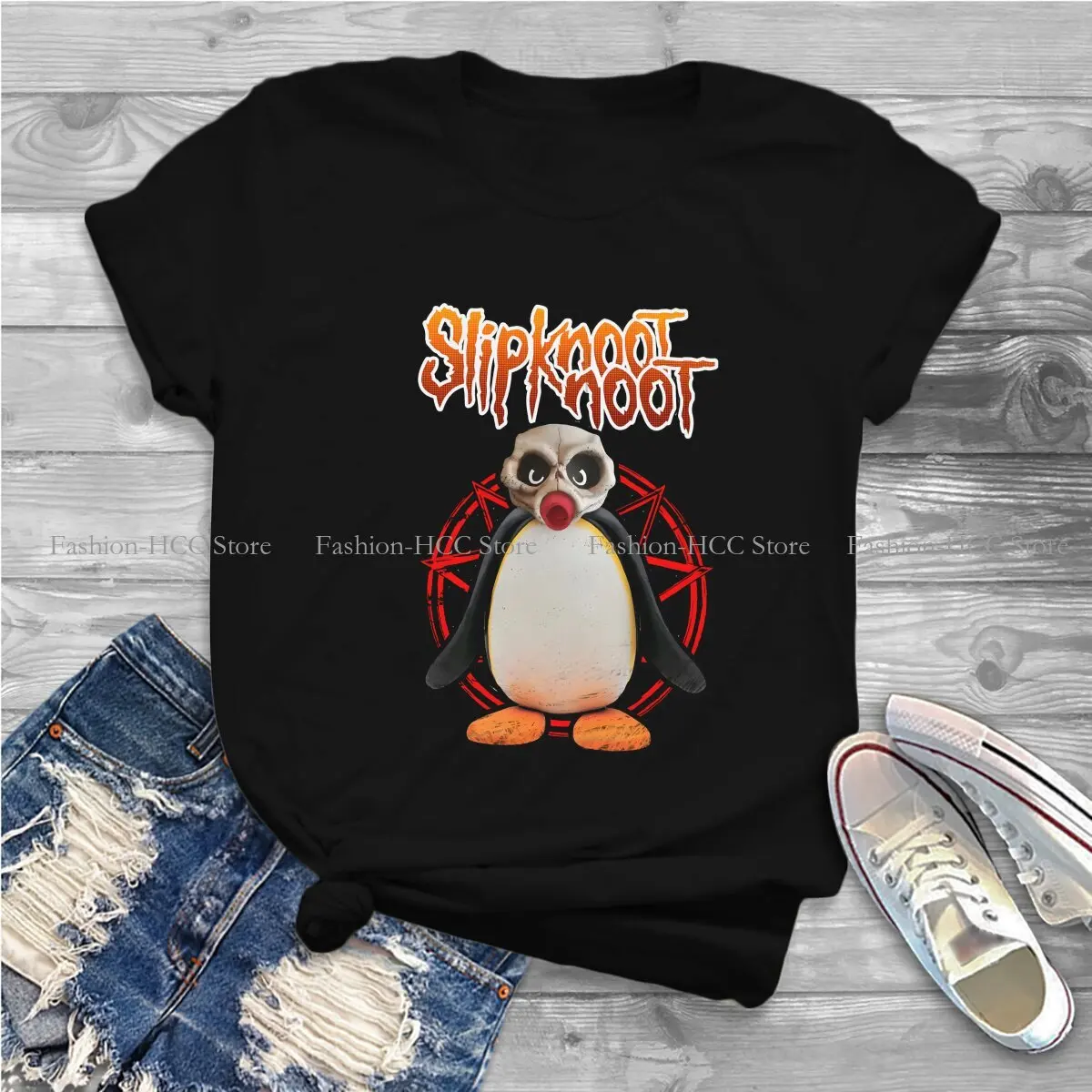 Picture 3: Slipknoot Noot O Neck Polyester TShirt Pingu Cartoon Basic T Shirt Women Clothes Individuality