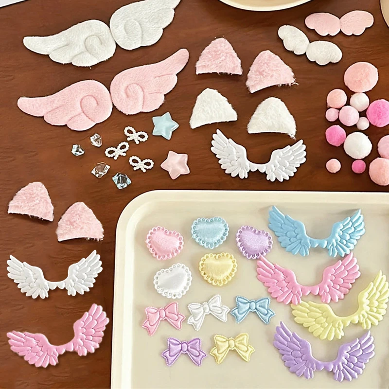 New 10Pcs Cute Cartoon Wing Bow Star Card Cover Decoration Sweet DIY Handmade Hairpins Accessories Gift DIY Sewing Materials