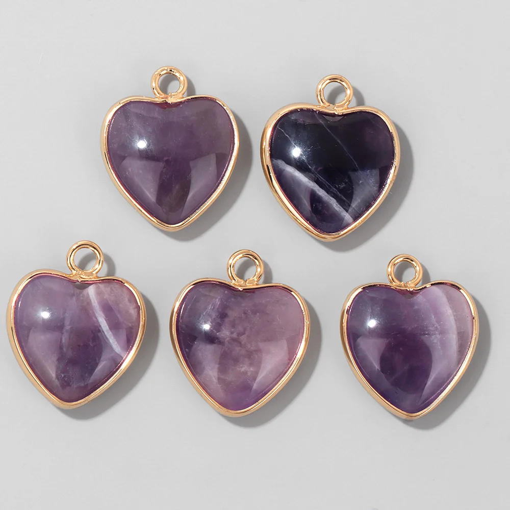 Cute Heart Shape Stone Pendant Natural Gem Charm