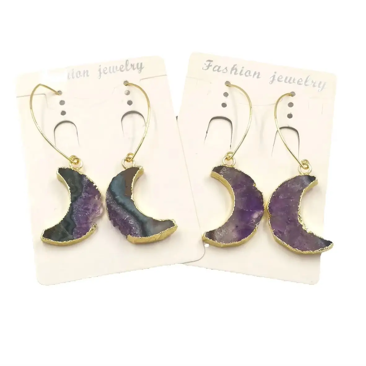 

WT-E666 Новые поступления: серьги в форме луны из натурального аметиста, подарок для женщин, украшения для коктейльных вечеринок