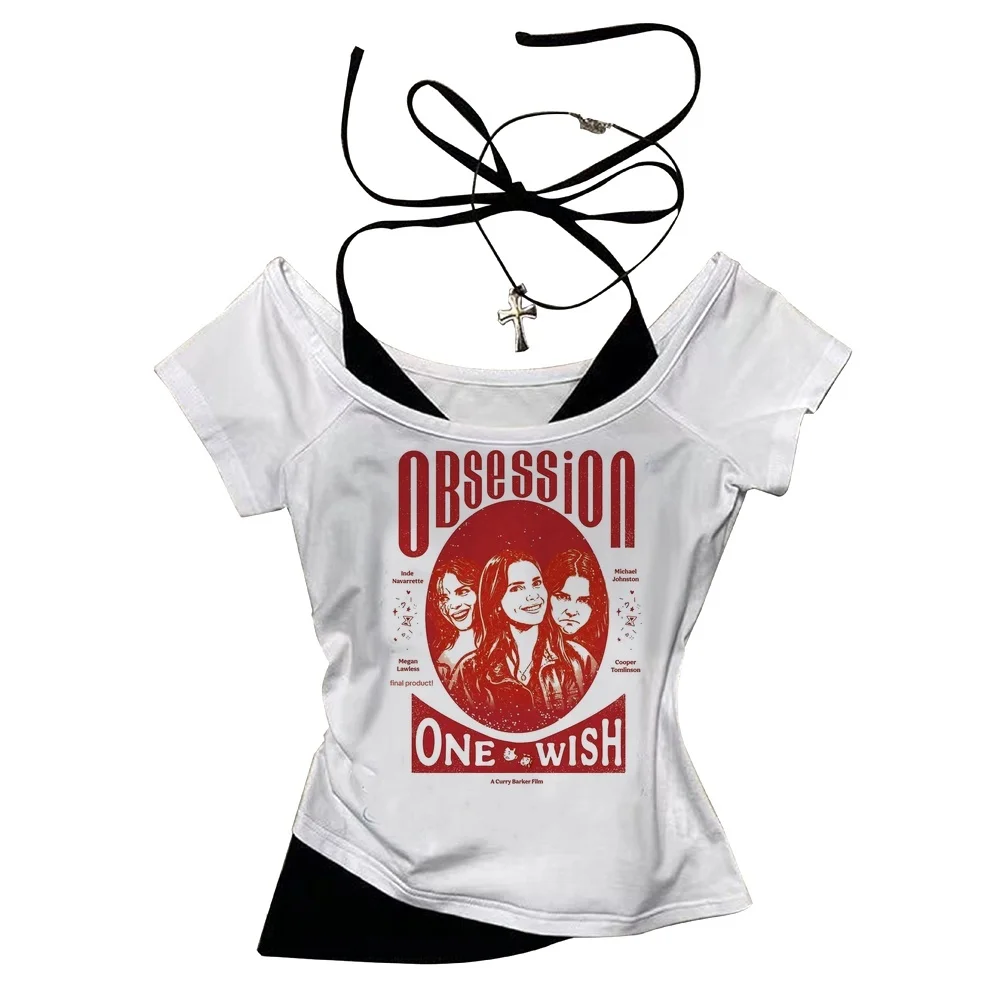 One Wish Willow cropped top women japan grunge anime baddie clearance sales t shirt grunge japanese gothic