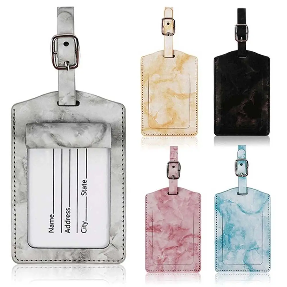 Portable Handbag Label Multicolor Marble Grain Airplane Suitcase Tag Luggage Tag Boarding Pass Travel Accessories