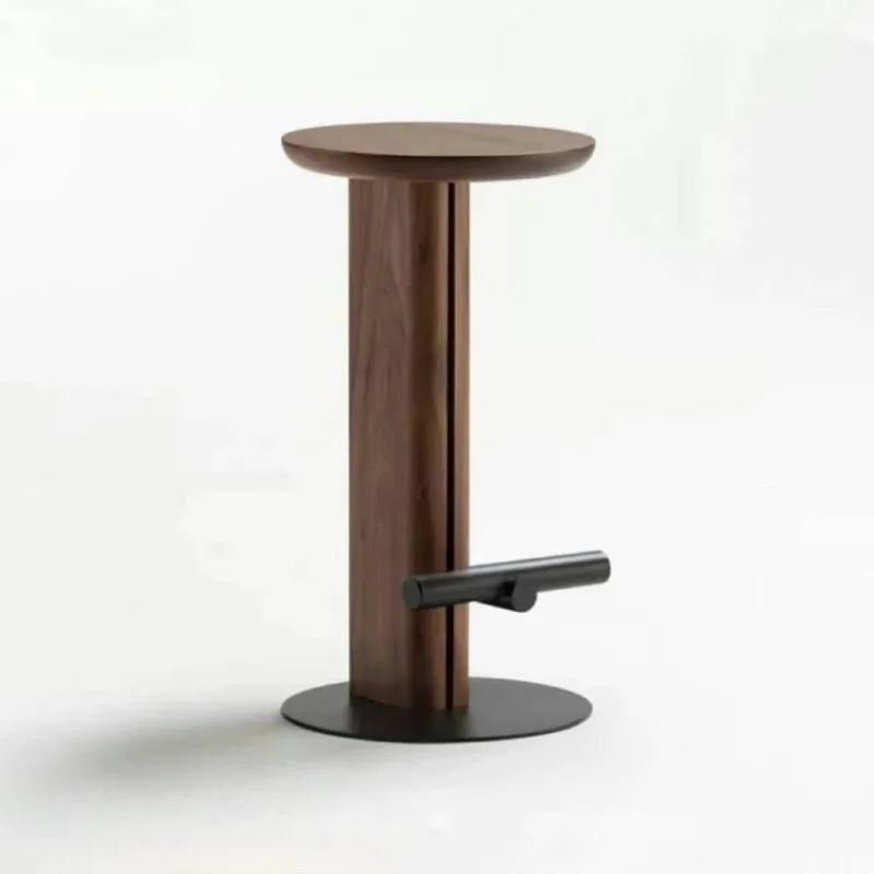 Nordic solid wood bar chair light luxury metal bar chair high stool creative simple high chair hall front desk bar stool
