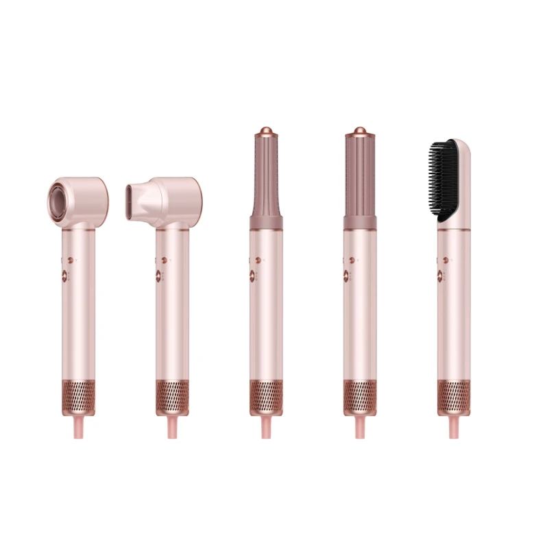 

OEM Logo and Packaging High Speed Motor 110000 Rpm Interchangeable 5 in 1 Hair Brush Dryer Set Hair Curler Set