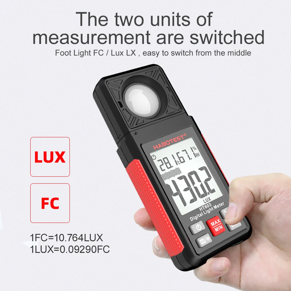 HABOTEST الرقمية لوكس متر مقياس الإضاءة 0-20000LUX/FC ضوء متر لوكس/FC قياس تستر الاستشعار مقياس الضوء البيئي