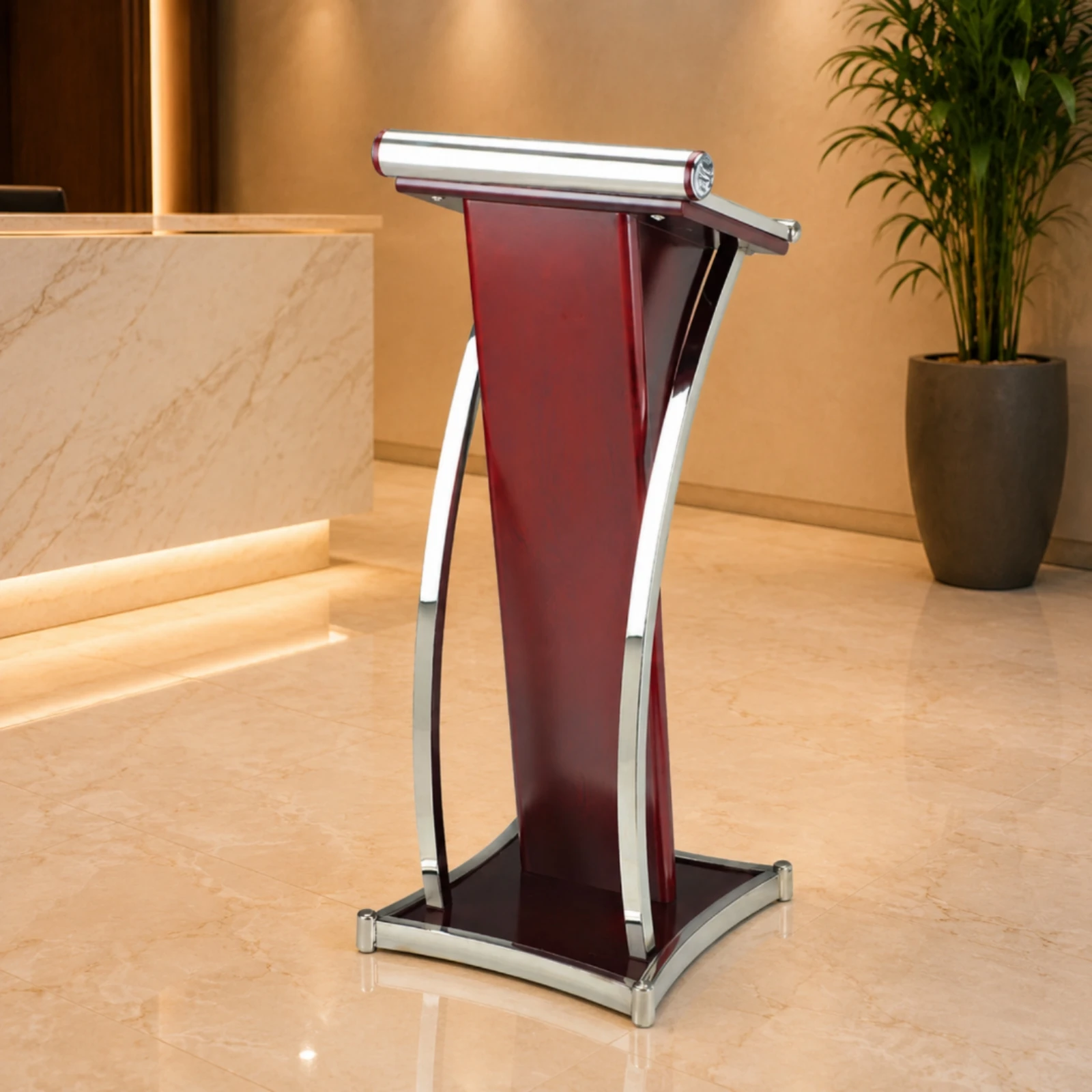 Podium with Slanted Top Slim Reading Desk Lectern Podium Modern Furniture Ergonomic for Speakers, Conference Rooms, Event Areas