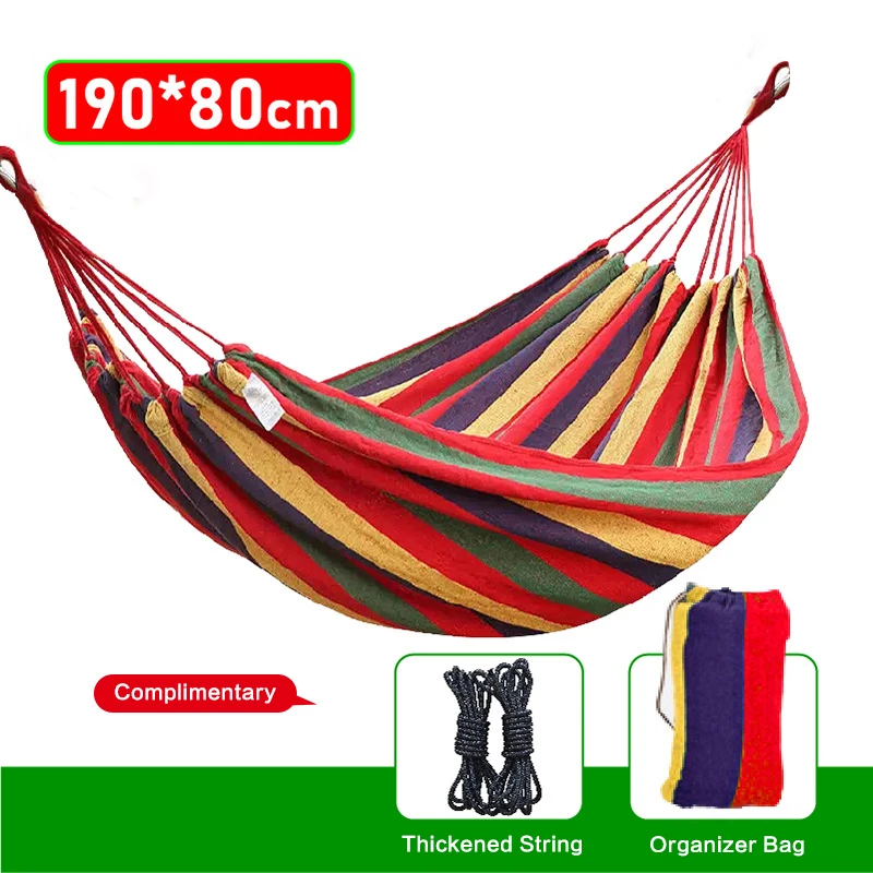 1-2 person extra wide canvas hammock outdoor camping backpack leisure swing portable hammock swing hammock with carry bag