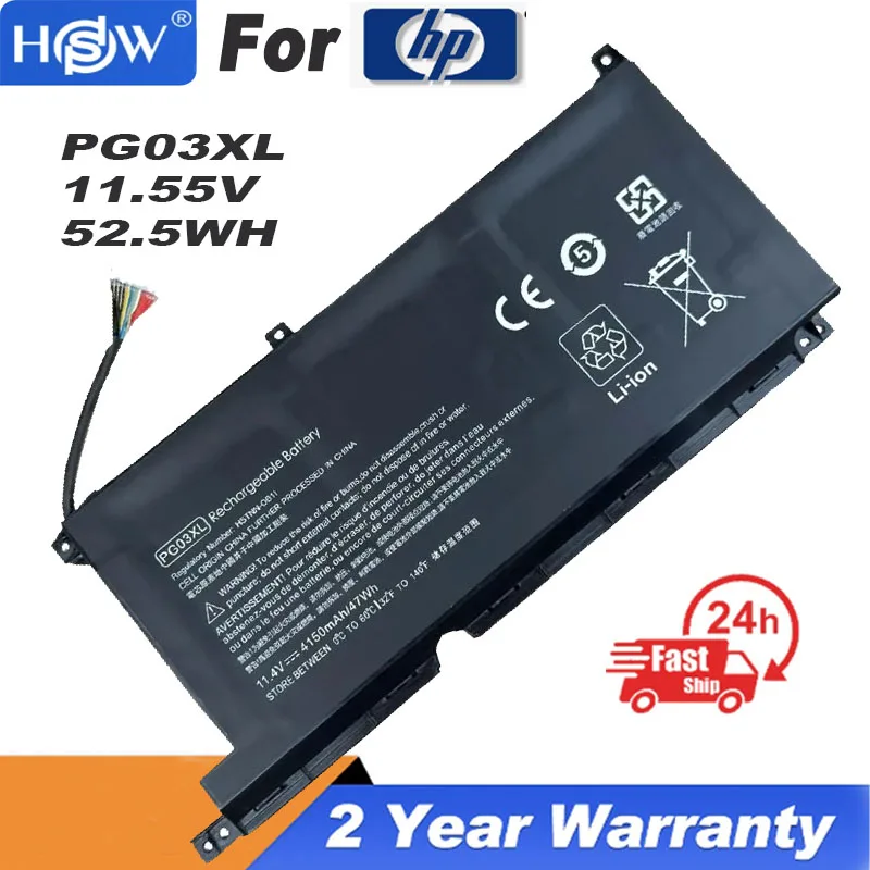 

11.55V 52.5Wh PG03XL Battery For Hp Pavilion 15-DK 15-DK0125TX HSTNN-OB1I L48430-AC1 TPN-Q229 TPN-C141 HSTNN-DB9G