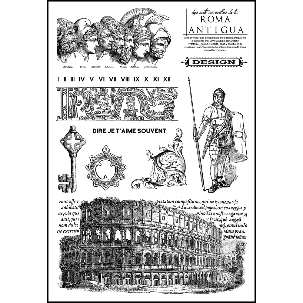 11*16 Cm Vintage Rome/Europe Architectural Culture Silicone Clear Stamps for Scrapbooking Planner Cards Making Decoration Stamp