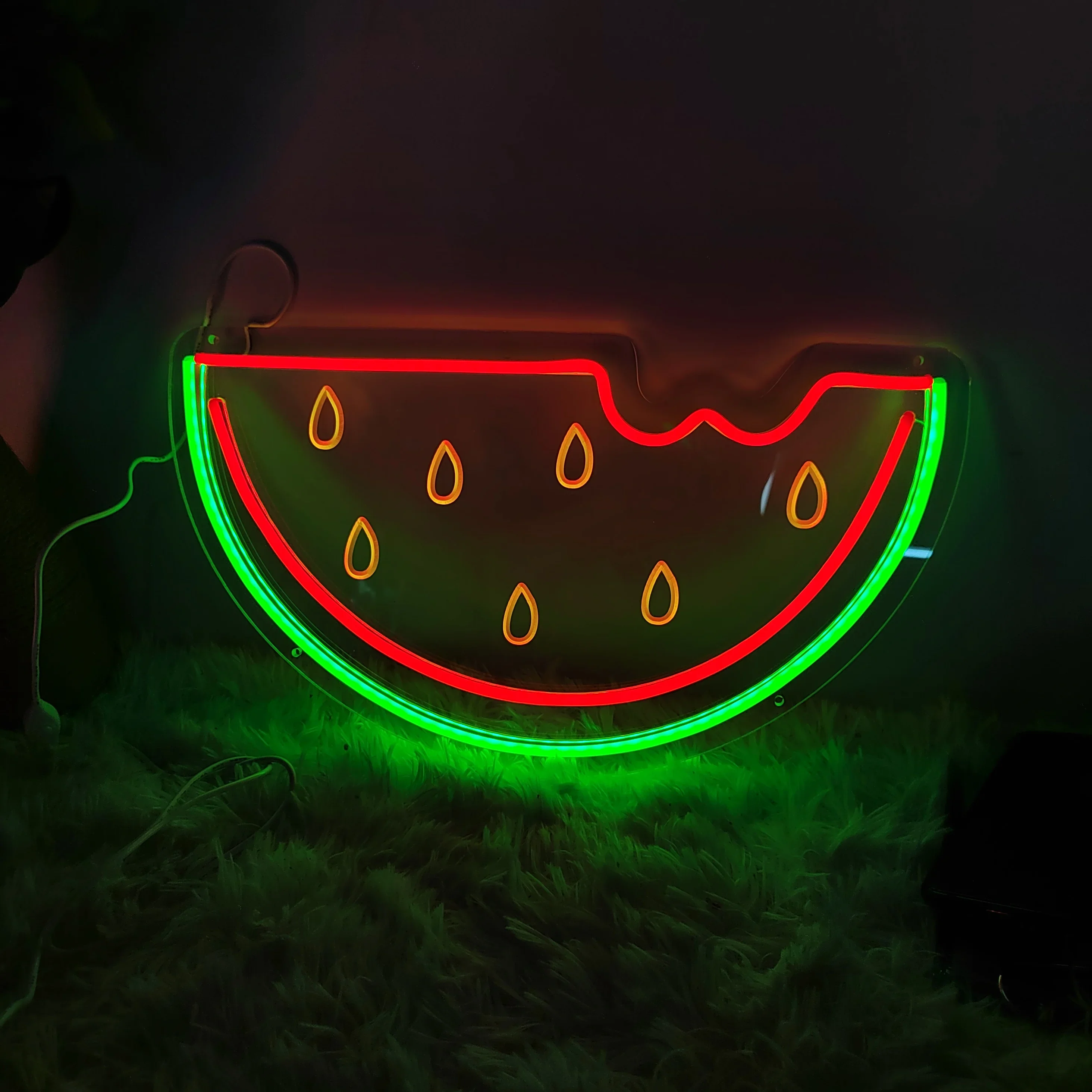 Neon Light Watermelon Luminous LED Coffee Pizza Sign Party Bar Restaurant Shop Birthday Reunion Room Mural  Art Wall Decoration