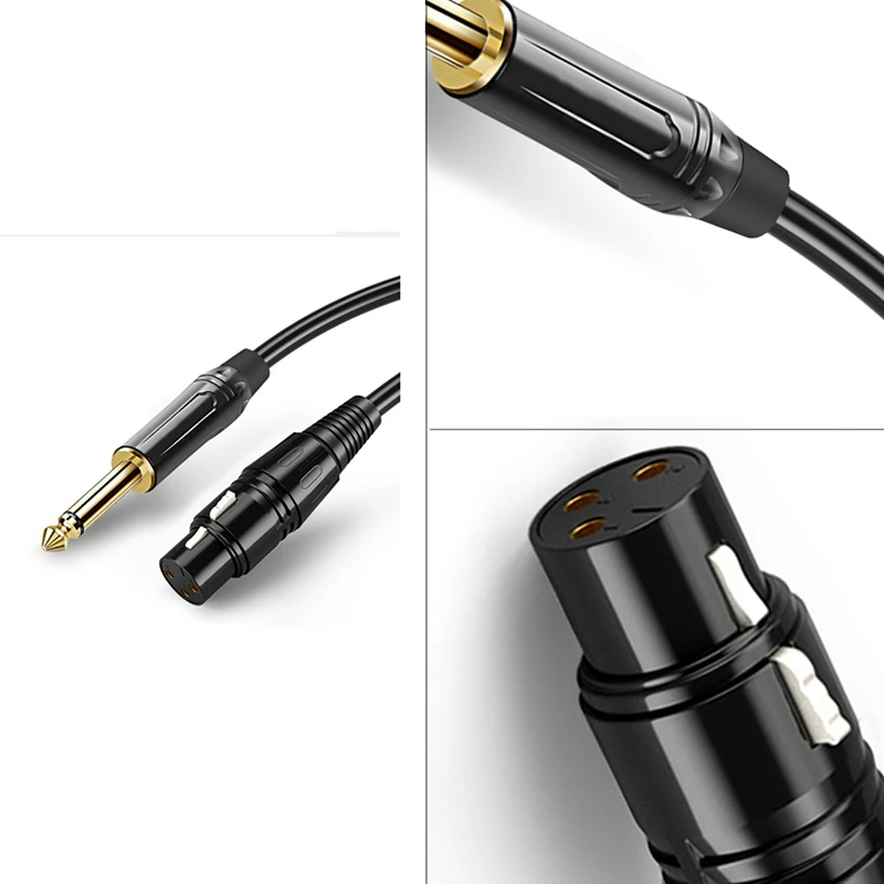 Audio Cable XLR Female To 6.35Mm Jack Plug Male Connector Gold Plated For Instrument Guitar Microphone Bass