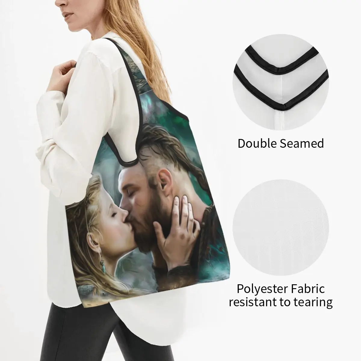 Viking Lagertha Ragnar Lothbrok Grocery Shopping Tote Bag Women Norse Valhalla Warrior Shopper Shoulder Bag Big Capacity Handbag