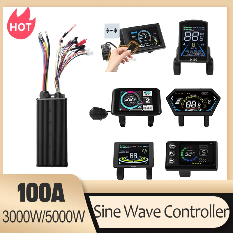 Sterownik Uart2 do roweru elektrycznego 5000W, sterownik do e-bike'a S966, zestaw wyświetlacza NFC/UKC1, sterownik sinusoidalny do e-bike'a 100A 3000W