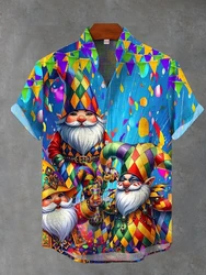 2025 Fashion Mardi Gras Carnival 3D Printing Men's Shirts Short Sleeve Shirts For Men Clothes Casual Shirt Vacation Blouses Tops